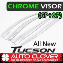 Дефлекторы боковых окон D623 (ХРОМ) - Hyundai Tucson TL (AUTO CLOVER)