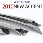Дефлекторы боковых окон A482 (ХРОМ) - Hyundai New Accent (AUTO CLOVER)