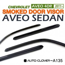 Дефлекторы боковых окон A135 (SMOKED) - Chevrolet Aveo (AUTO CLOVER)