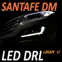 ДХО LED с ПТФ 2WAY (EURO STYLE) регулируемой яркости - Hyundai Santa Fe DM (BRICX)