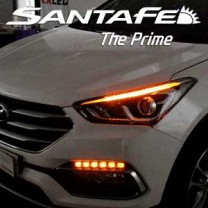 LED-модули ресничек фар и поворотов 2-Way с иллюминацией - Hyundai Santa Fe The Prime (EXLED)