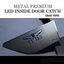 [CHANGE UP] Hyundai New Genesis DH​ - Blue Metal Premium LED Inside Door Catch Plates Set