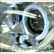 [AUTO LAMP] Chevrolet Cruze - A8 STYLE LED Angel Eyes Headlights Set (Chrome)