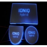 Вставки для подстаканников и полочки Silver Iron LED Luxury - Hyundai Ioniq (LED & CAR)
