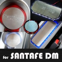 Вставки для подстаканников и полочки из нерж.стали LED - Hyundai Santa Fe DM (ARTX)