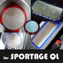 [ARTX] KIA All New Sportage QL - LED Stainless Cup Holder & Console Plates Set