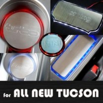 [ARTX] Hyundai All New Tucson - LED Stainless Cup Holder & Console Plates Set