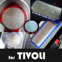 [ARTX] SsangYong Tivoli - LED Stainless Cup Holder & Console Plates Set