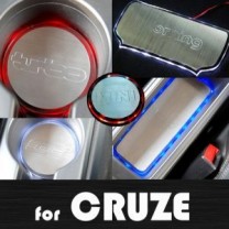 Вставки для подстаканников и полочки из нерж.стали LED - Chevrolet Cruze (ARTX)