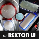 [ARTX] SsangYong Rexton W - LED Stainless Cup Holder & Console Plates Set