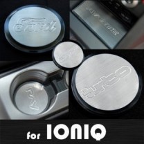 [ARTX] Hyundai Ioniq - Stainless Cup Holder & Console Plates Set
